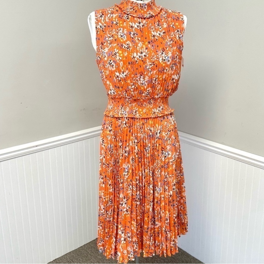Nanette Lepore Orange Floral Midi Dress